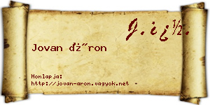 Jovan Áron névjegykártya